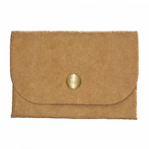 Handgemachtes Portemonnaie aus Papierleder mit goldenen Details und Stoff-Münzfach